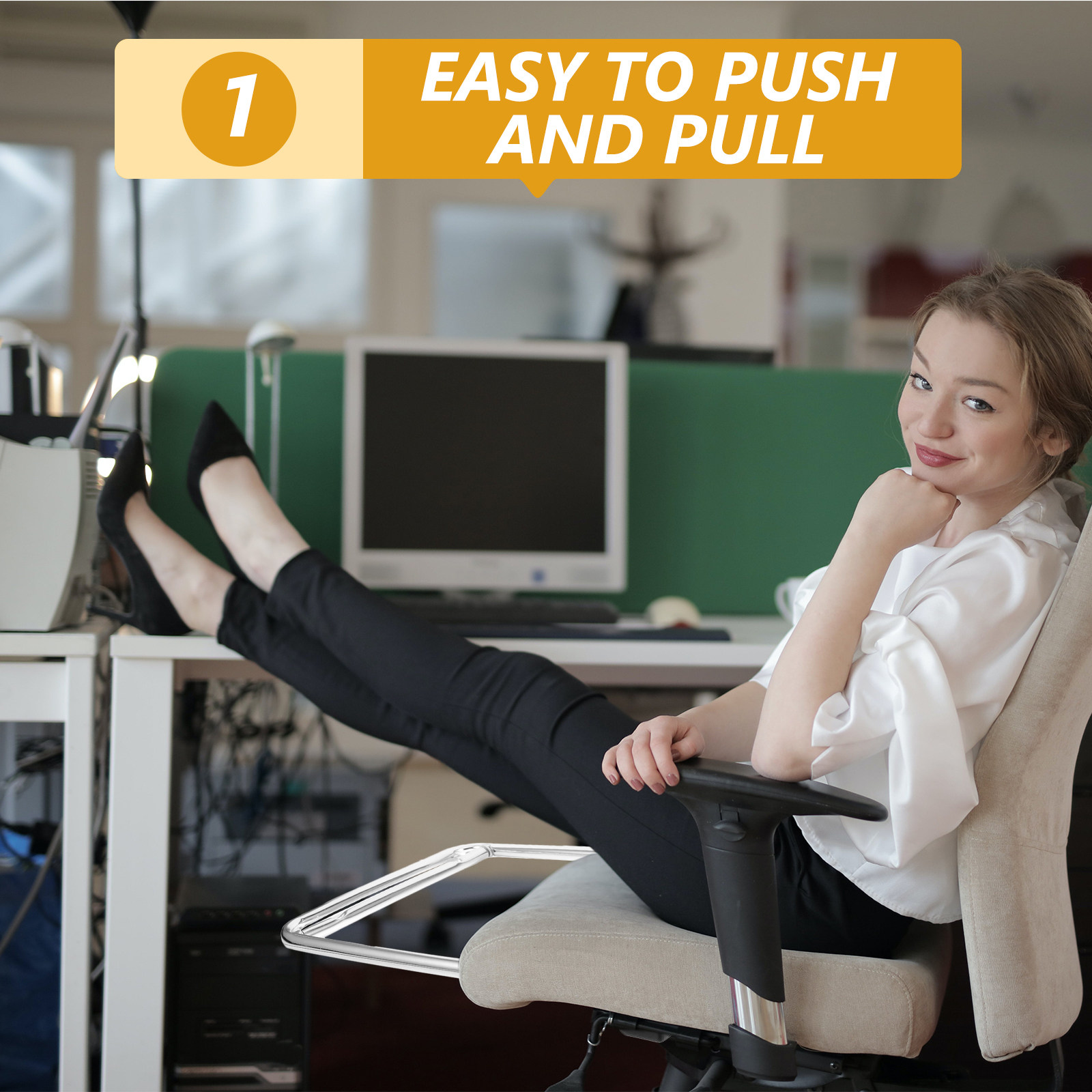 Footrest Under Desk - Repose-pieds en acier inoxydable pour bureau,