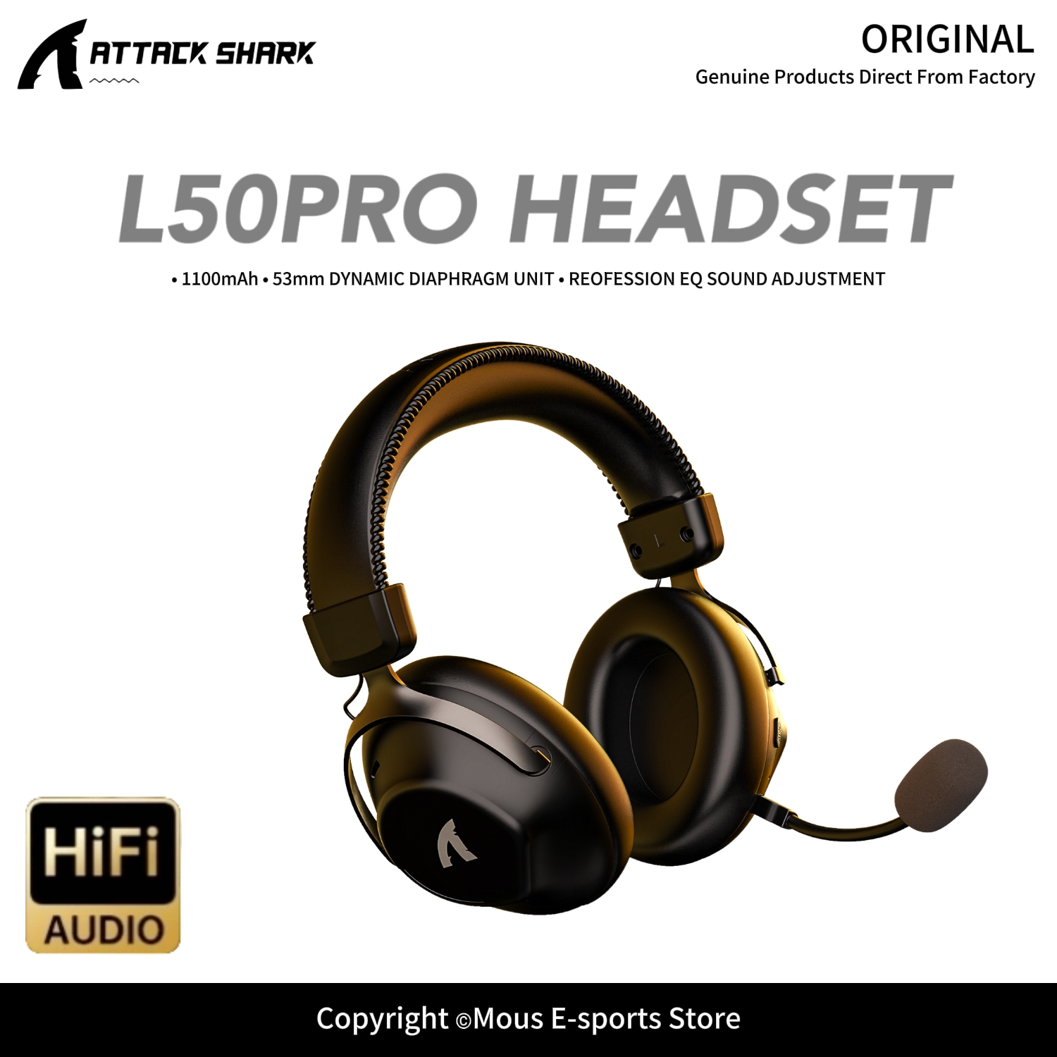 Esports Gaming Gear - Casque sans fil tri-mode ATTACK SHARK